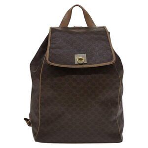 CELINE Macadam Canvas Backpack PVC Leather Brown Auth 111545
